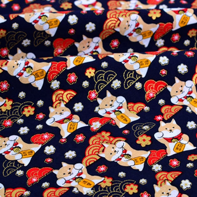 Tissu de kimono tissé 100% coton bronzant de style japonais