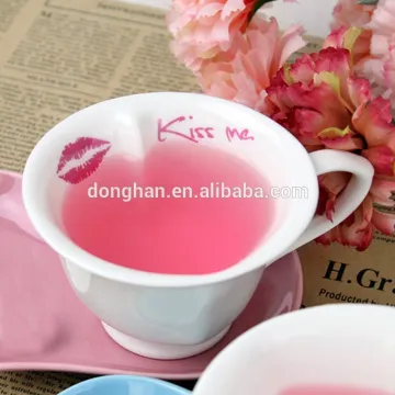 porcelain heart shape cup with saucer
