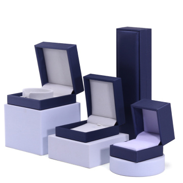 Luxury Blue Leather Ring and Necklace Jewelry Box