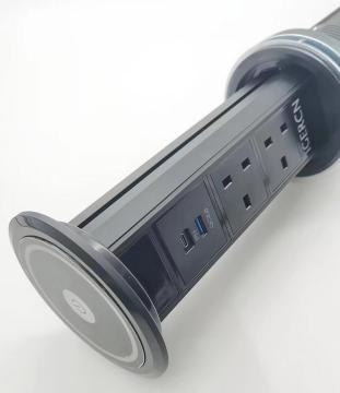 Type C USB Black Motorized Pop-Up Socket for Modern Power Systems: Automatic UK 13A Socket