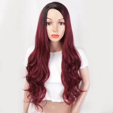 Fiber Wigs For Black Wavy Heat Resistant Synthetic Long Women Body Red Ombre Side Part Synthetic Wigs