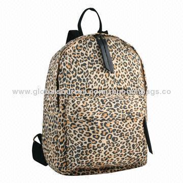 2014 Fashion backpack with leopard print material, fashionable design, good quality