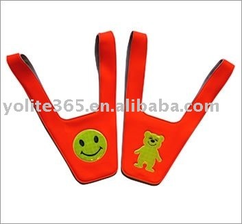 v strap kid vest lime yellow shoulder strap with silver reflector