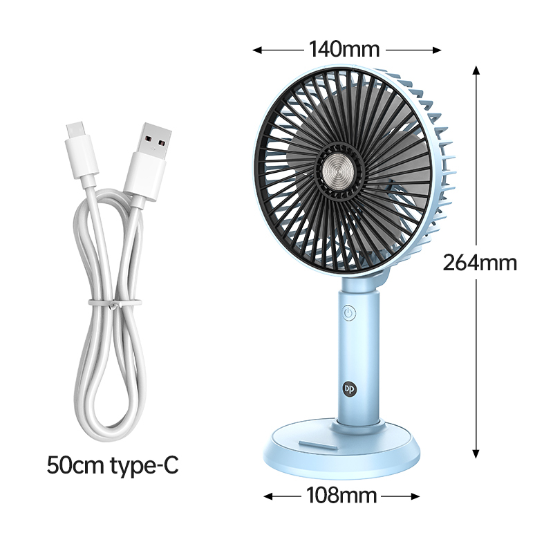 Portable Desktop USB-C Table Fan Rechargeable 90 Degree Rotary