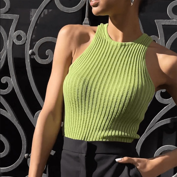 New Fashion White Wool See Through Women's Sleeveless Camis and Tank Tops for Clubbing and Parties