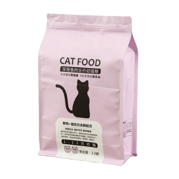 Custom Mylar Plastic Flat Bottom Pouch Cat Dog Pet Food Packaging Bag With Resealable Zipper