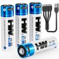 باتری لیتیومی قابل شارژ USB-C 4PCS 1.5V AA 3600mWh
