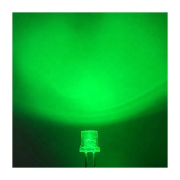 Factory Stock: Ultra Bright 5mm Green LEDs with Water Clear Lens, Wide Viewing Angle, Short Legs, 0.06W