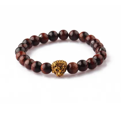 Antique Elastic Natural Stone Brown Tiger Eye Bracelet For Men