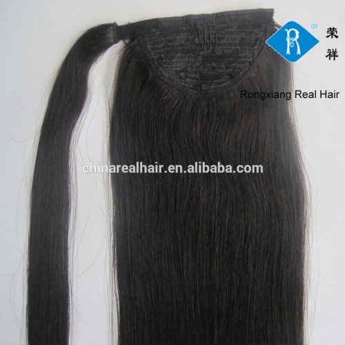 Cheap wholesale factory price wavy hair elastic band human hair ponytail