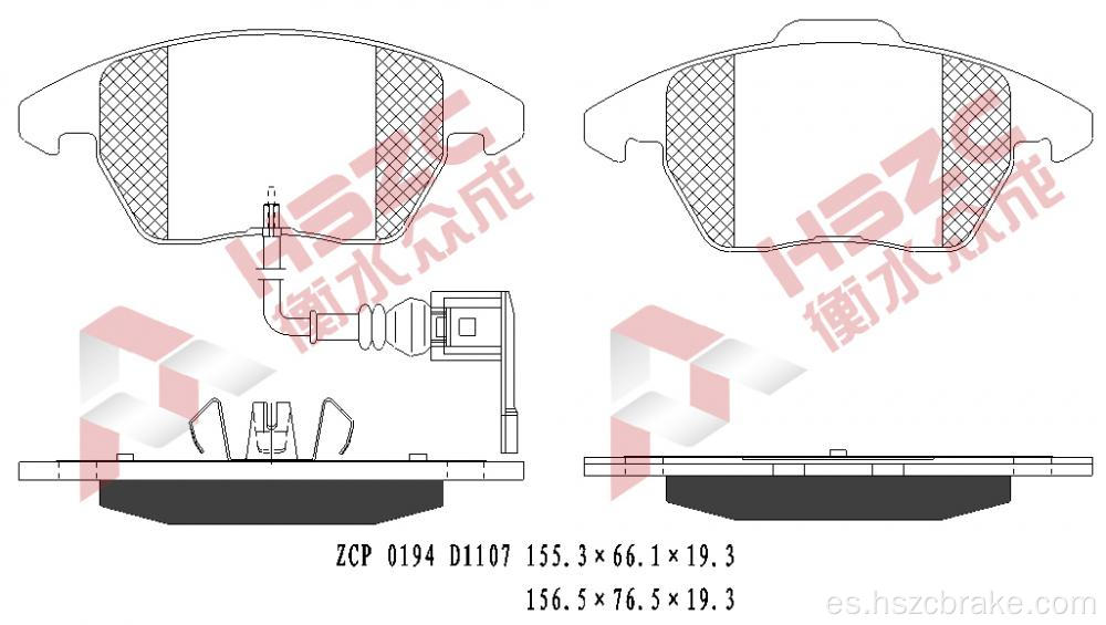 Padera de freno de cerámica de automóvil FMSI D1107 para VW