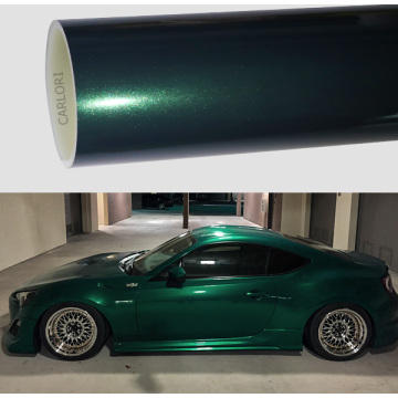 Gloss Diamant Perle Vinyle d&#39;enveloppe de voiture vert foncé