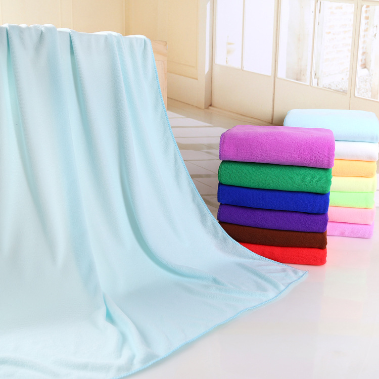 Solid color bath towel microfiber drying beach towel
