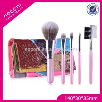 5pc Brush Set Gift Brush Set with Pouch in Pink Color