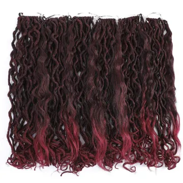 20Inch Mermaid Faux Goddess Locs Wavy Synthetic Braiding Hair Faux Locs Crochet Hair With Curly Ends