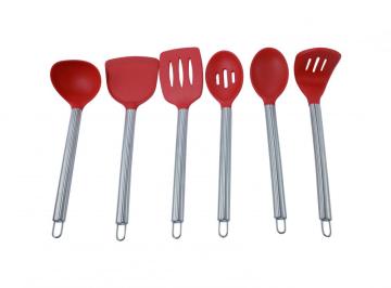 6pcs Red Silicone Metal Kitchen Utensil for Cooking