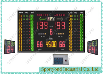 Basketball electronic scoreboard with shot timer