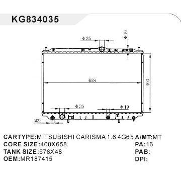 auto radiator car:MITSUBISHI CARISMA 12.6 4G65 OEM:MR187415