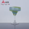 Gafas verdes diseño de vaso de vidrio espiral de vidrio