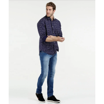 Mens 100% Cotton Casual Long Sleeve Printed Shirts