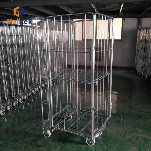 Mobile Logistics Trolley 4 Sides Foldable Galvanized Roll Trolley Supplier