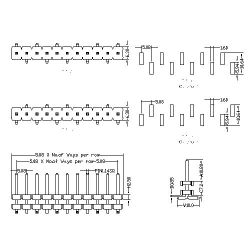 5.08 mm Pin Header Single Row Double Plastic SMT Type PHGM02-XXS