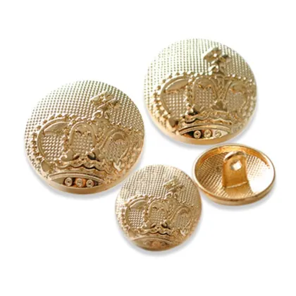 ballast-surfaced metal gold crown buttons