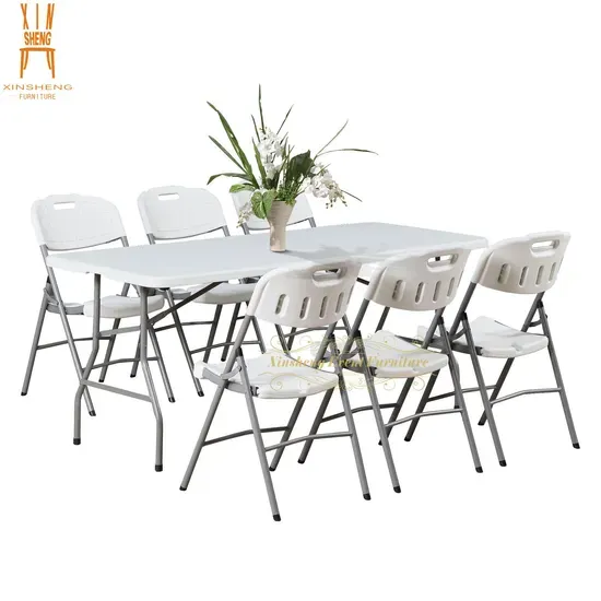 Portable Folding White Rectangular Plastic Outdoor Furniture Table