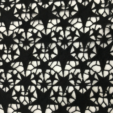 Milky Yarn Star Pattern Chemical Lace Embroidery Fabric