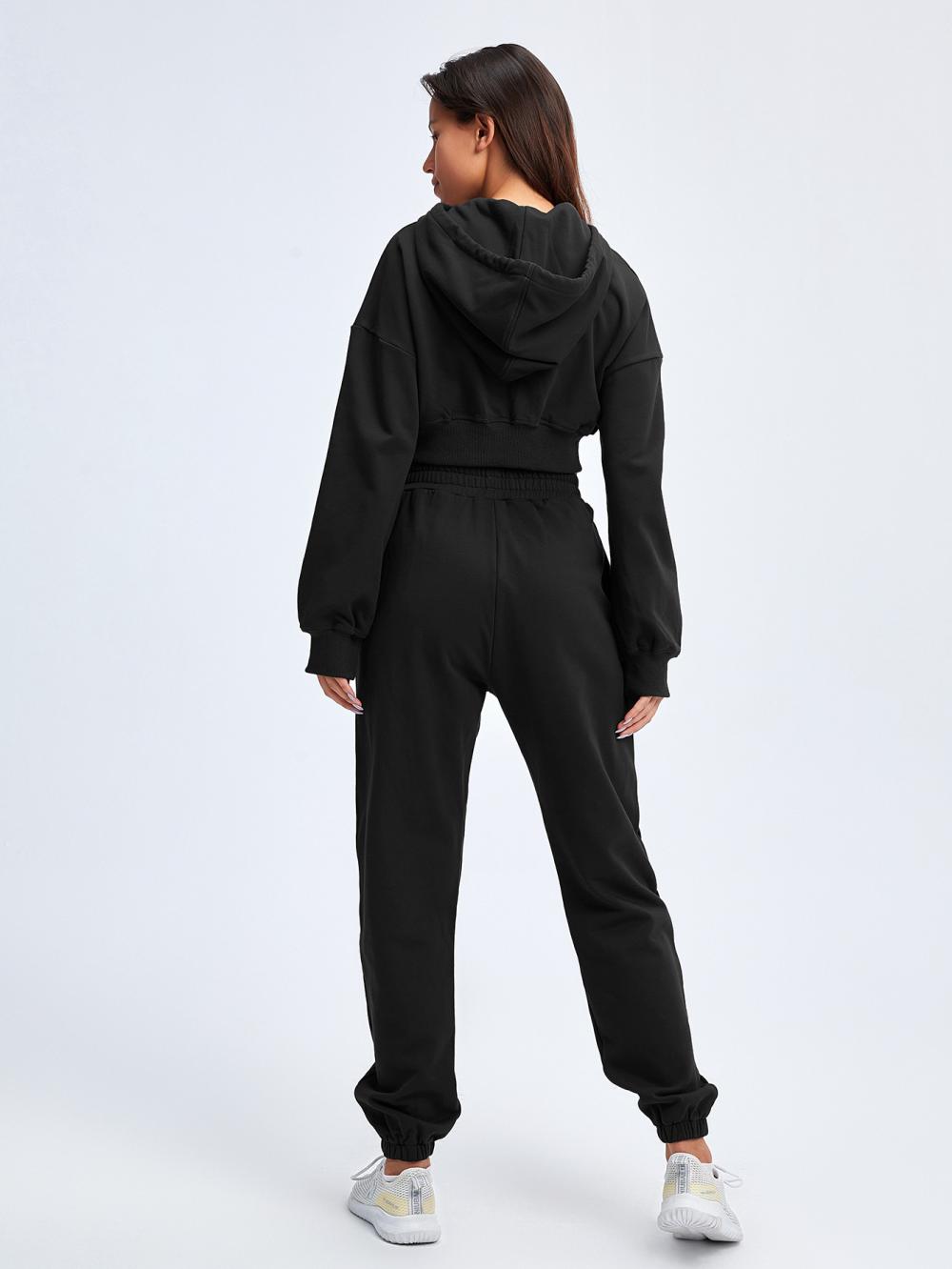 Womens Cropped Hoodie Tracksuit Set