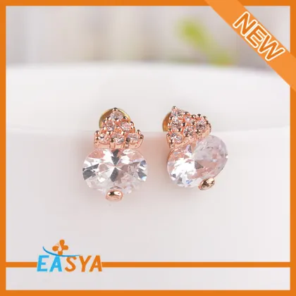 New Rose Gold AAA Zircon Stone Stud Earrings