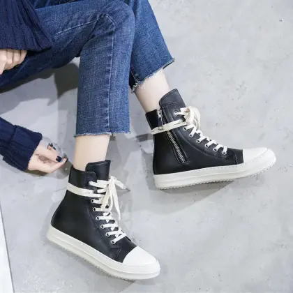 PU High Top Sneakers Shoes Ladies Vulcanized Footwear