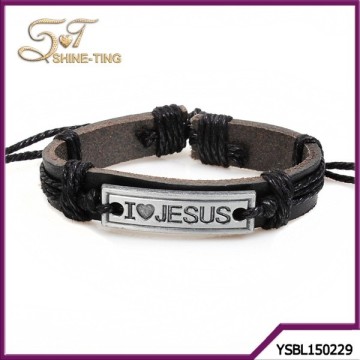 Good design fashion alloy leather bracelet cancer leather bracelet