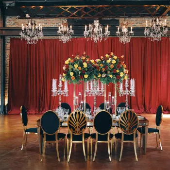 Hot Sale Gold Stainless Steel Luxury Dining Chairs for Hotel Rentals