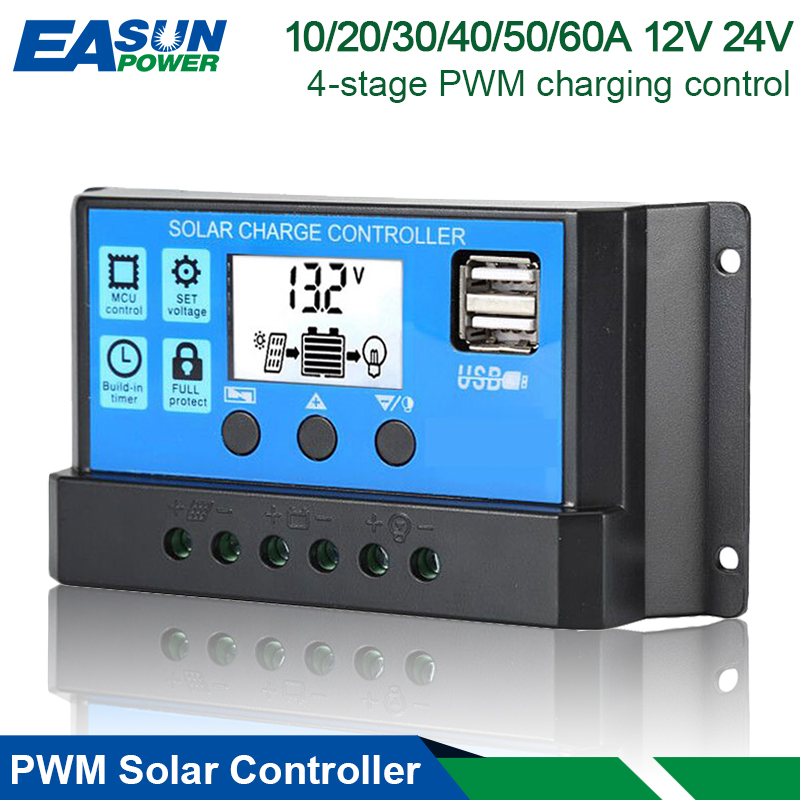 50A 12V/24V PWM PWM Solar Charge Controller
