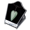 Green Aventurine 25x40mm Love Heart Pendant Necklace Adjustable Rope Chain