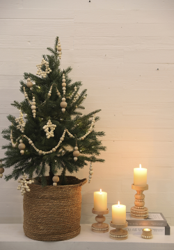Press Wood Tealight Holders for Tealights with Bead