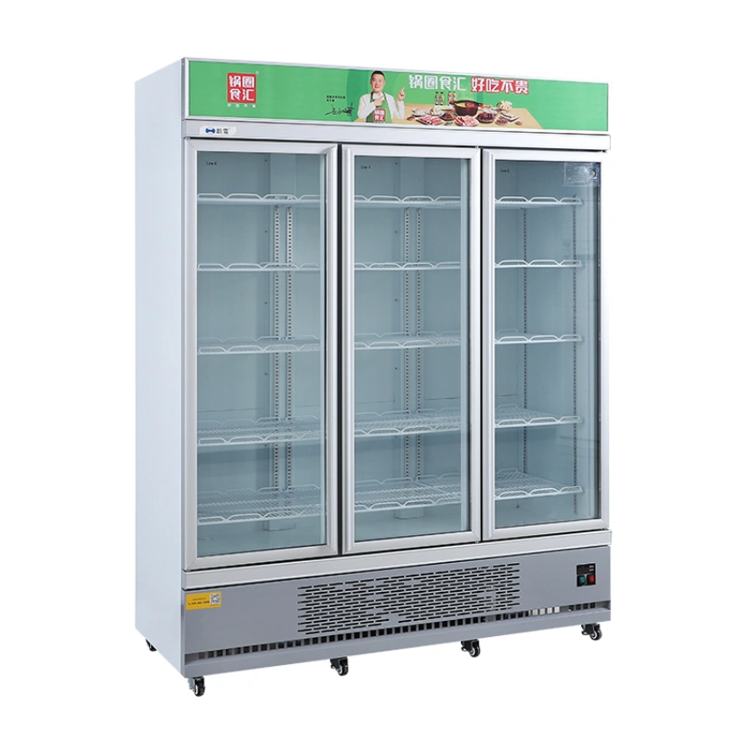 Three door beverage display chiller with light box China Manufacturers ...