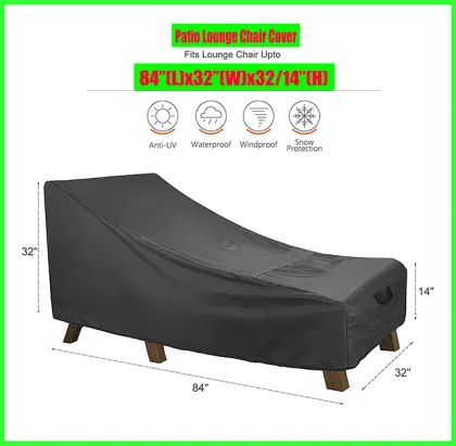 600D Waterproof Custom Size Terrace, Garden, Balcony Chaise Lounge Cover - Durable Outdoor Lounge Chair Protection