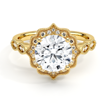 18K Gold Round Cut Lab Diamond Engagement Ring