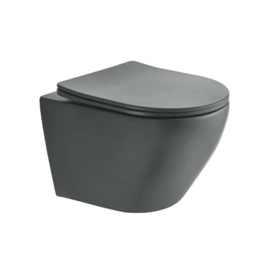 European Rimless Matte Black Wall-Mounted Toilet Bowl