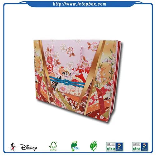 Handmade Paper Gift Box with Ribbon Handle