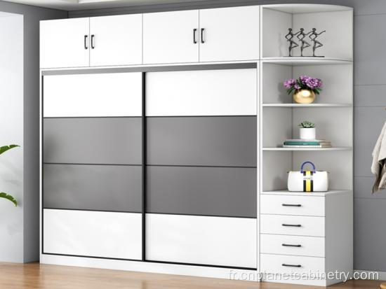 White 2 Meubles de garde-robe modulaire de porte coulissante ouverte