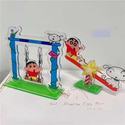 Customizable Wholesale Display Stands: Acrylic Clear Desk Decor, Photo Printed Cartoon Anime Characters (Crayon Shin-chan) Swing Stands