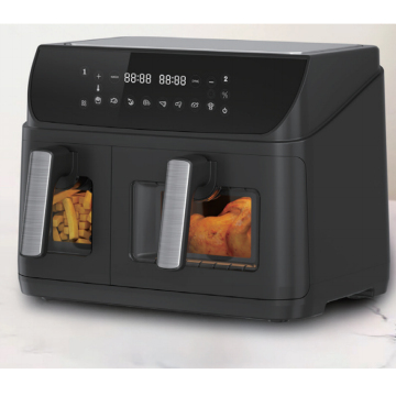 German Air Fryer 2025: 10L Matt Black Multi-functional 2 Basket Air Fryer with 2400W Power
