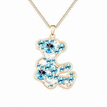 Bear Pendant Long Necklace, 18k Gold-plated Necklace Chain, Cute Design