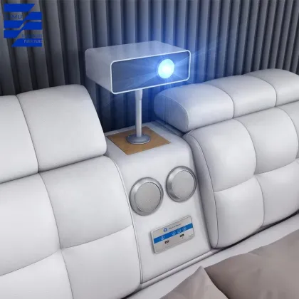 Wholesale Customizable Multifunction Solid Wood Storage Bed with Massage, Music, and Leather Foldable Tatami