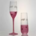 champagne flute glass set with glitter design