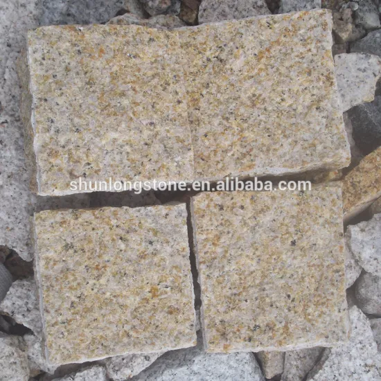 yellow granite cube stone, paving stone,gardenstone
