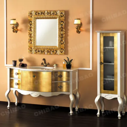 Fashion Style Wooden Frame Marble Countertop Bathroom Cabinet Combination